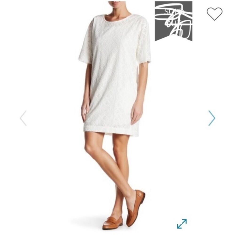 Current Elliott Ivory Eyelet Shift Dress Casual Womens 6 Mini Beach Mini Cottage